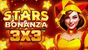 Tampilan visual slot Stars Bonanza 3x3 dengan latar belakang kosmik dan simbol buah klasik.